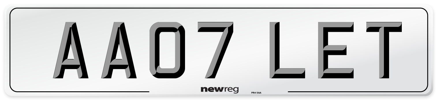 AA07 LET Number Plate from New Reg